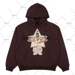 Herrtröjor tröjor tecknad stjärna tryck kawaii casual överdimensionerad luvtröja för amerikansk high street trend anime löst trendiga varumärke pullover menephemeralew