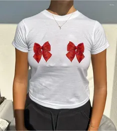Женские майки в стиле гот-панк, милые детские футболки с принтом банта и графикой, укороченный топ в стиле Харадзюку, тонкая футболка с короткими рукавами, винтажная уличная одежда 2000-х годов, эмо-девушка