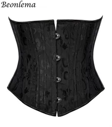 Beonlema feminino osso de aço cincher espartilho cintura emagrecimento underbust fajas steampunk acessórios femme xs3xl preto bustier j1907019426512