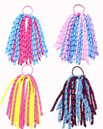 Girl 5quot O Akorker Ponytail holders korkers Curly ribbons streamers corker hair bobbles bows flower elastic school boosters h1460316