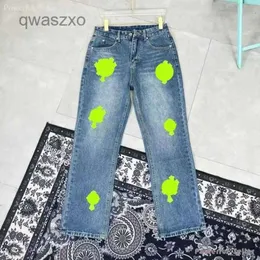 Pantaloni da uomo Jean Designer Jeans viola Crea vecchi pantaloni dritti cromati lavati Stampe a cuore Donna Uomo Stile lungo 3915