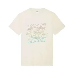 24SSイザベルマランデザイナーティーカジュアルルーズレタープリントラウンドネックトップ女性短袖Tシャツ