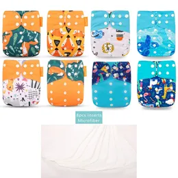 Happyflute OS 8PCS Pocket Diaper8PCS Microfiber Insert يمكن إعادة استخدامه قابلة لإعادة الاستخدام.