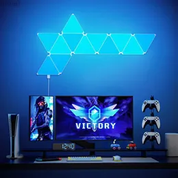 ナイトライトスーパーシンWiFi Bluetooth LED Triangle Lamps Indoor Wall Lightアプリコントロールコンピュータゲームベッドルーム装飾YQ240112のナイトライトLEDライト