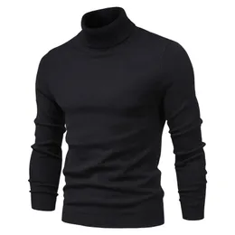10 컬러 겨울 남성의 터틀넥 스웨터 따뜻한 검은 슬림 니트 풀오버 남자 단색 캐주얼 스웨터 남성 가을 니트웨어 240111