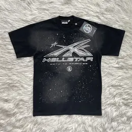 Estilo na moda verão hellstar casal estilo camiseta impressão branca solta ajuste camiseta hip hop 240112