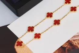 Roségold-Halsketten-Designer für Frauen, 10 Blumen, Top-V-Gold, 18 Karat, mit Klee-Anhänger-Halsketten, hochwertige Gold-Klassiker-Designer-Kette, Hochzeitsschmuck mit Box