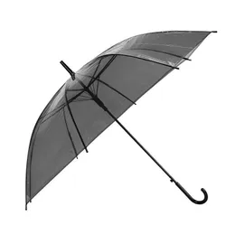 المظلة المشمسة المظلة شفافة شفافة طويلة مقبض المظلة PVC8 العظم مستقيم قضيب شبه تلقائي المظلة