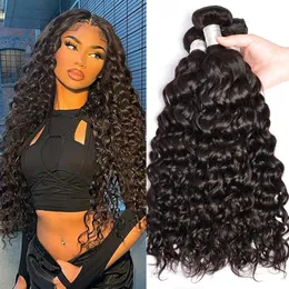 100% obearbetad malaysisk Remy Human Hair Weave Wet and Wavy Hair Bundles Cheveux Humain 12A Water Wave Bundle Deals 240111