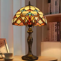 Style lampa antyczna ręcznie wykonana witraże szklana szklana lampa stolika kawiarnia pokój biurowy biurko amerykański pastor