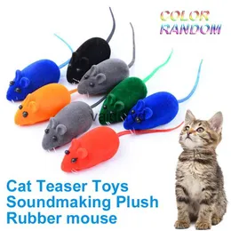 Cat Toys 1PCS Cat Interactive Toy Flocking Mouse Funny Cat Toys Dźwięk pluszowy gumowy winyl myszy Pet Cat Realistic Sound Toys Pet Toyvaiduryd