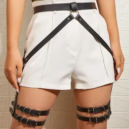 Cintos Sexy Harajuku Couro Punk Goth Garter Perna Anel com 2 Suspensórios Correias e Destacável O-Ring Harness Rave Outfit