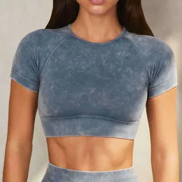 Desginer Aloyoga Al T Shirt Aloos Yoga Sports Bh Seamless Suit Long Pants Fitness Kort ärm för kvinnor 2024