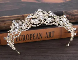 Luxury Bridal Crown Headpieces Sparkle Rhinestone Crystals Roayal Wedding Crowns Crystal Veil Pannband Hårtillbehör Party Tiar6910348