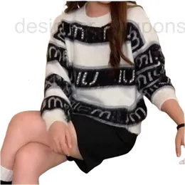 Designer New Style Damen O-Ausschnitt Langarm Briefdruck Strass gestrickt warm Mohair Wollpullover Pullover SMLXLXXL Luxus OFGH