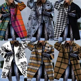 2022 Новое повседневное пальто большого размера из искусственной шерсти с регулировкой цвета, осенне-зимняя женская одежда, женское свободное пальто из искусственной шерсти J2401112