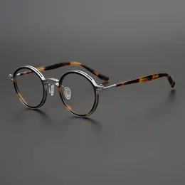 En kaliteli Japon el yapımı ultralight retro yuvarlak gözlükler çerçeve erkekler gözlükler kadın optik reçeteli miyop lens 240111