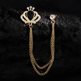 Coroa dourada incrustada com diamantes negros modelagem masculina e feminina universal moda personalidade formal acessórios roupas broche