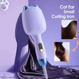 32mm orelha de gato 2 barris rolos de ovo curling ferros modelador de cabelo cerâmico para ondas de praia curling cabelo crimper vacilar ferramentas de estilo de cabelo 240111