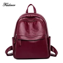 100% couro genuíno mulheres mochila feminina casual multifuncional saco de escola designer bolsa ombro mochila viagem 240112