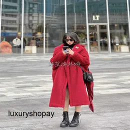 Maxmaras Teddy Bear Coat Womens Cashmere Coats 이탈리아 주식 Maxmaras 23FW 남성과 여성을위한 새로운 테디 베어 알파카 모피 코트 재킷