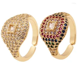 Cluster Ringe Luxuriöser Kristall Zirkon Großer Finger für Frauen Hohe Qualität 18 Karat Platte Gold Offener Ring Hochzeit Party Schmuck Accessori