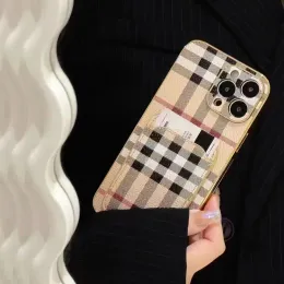 Designer Classic Phone Case Plaid iPhone 15Promax 14 13 Pro Max 12 11 XS XR Plus Stylish Letter Printed Leather Bakskydd Fodral PHONECASE REP CASE 241121PE