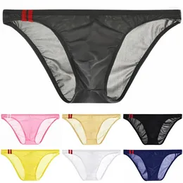 Underpants Men's Sexy Breathable Underwear Ice Silk Men Briefs Seamless Panties Bikini Solid Low Waist Soft Lingerie