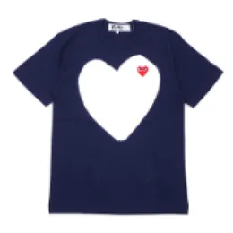 디자이너 Tee Com des Garcons Play Heart 로고 프린트 티셔츠 티셔츠 Tee Navy Blue Unisex Japan 최고의 품질 유로 크기