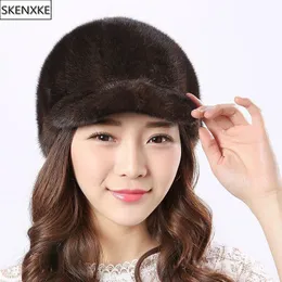 Real Mink Fur Hat vinterkvinnor håller varma 100 äkta hattar naturlig kvalitet kvinnlig mode cap lady utomhus 240111