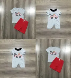 GIRLYMAX SUMMER BYBYS BOYS CHILDRES CLOSSING SHORT SLEEVE CRANE OUTFITS Boutique Shorts Set Romper Kids Clothing X08025308817