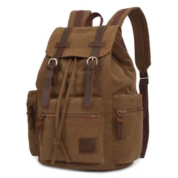 Vintage Canvas ryggsäckar Män och kvinnliga väskor resestudenter avslappnade för vandringsrescamping ryggsäck Mochila Masculina 240112