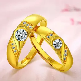 Cluster Rings Nareyo Laos Sand Gold Plated Couple Ring Dedicated Heart Shaped Wedding For Men And Women
