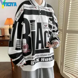 YICIYA T-Shirt Y2K Poloshirt Winter Crop Top Damen Koreanische Mode Übergroßes T-Shirt mit langen Ärmeln Vintage Blusen T-Shirt T-Shirts 240111