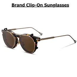 Marca vintage redondo masculino óculos de prescrição óptica polarizado clip em óculos de sol feminino miopia leitura gafas 240111