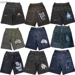 Mäns shorts jnco shorts y2k hip hop pocket baggy denim gym shorts män kvinnor 2023 sommar ny hajuku gotiska män basket shorts streetwearl240111