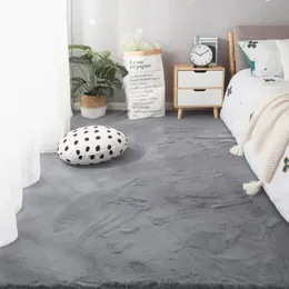 Moderne Wohnkultur künstlicher Kaninchen Teppich Wohnzimmer weiche flauschige Plüsch Teppiche Kinder Schlafzimmer Matte Nicht-Rutsch-Kunstpelz Teppich grau 240111