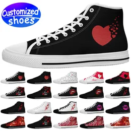 Anpassade skor Alla hjärtans dag skateboardskor High Cut 7218 Star Lovers Diy Shoes Retro Casual Shoes Men Women Shoes Outdoor Sneaker Black White Big Size EUR 29-49