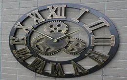 Retro Industrial Gear Wall Clock Decorative Hanging Clock Roman Siffer Wall Decor Quartz Clocks Home Decor2637289