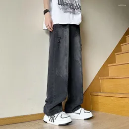 Men's Pants Men Spring And Autumn Instagram American Loose Casual Straight Leg Wide Pi Shuai High Street Broken Hole Jeans