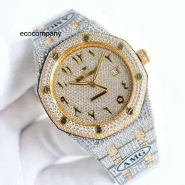 APS Kadın Lüks Elmas -Rükmed Saat Tasarımcısı Full Diamond Watch Ice Out Erkekler AP Menwatch E9ZI Otomatik Mekanik Hareket Uhr Taç Aşağı Montre Royal Re M