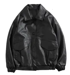 Veste en cuir PU hommes noir veste en simili cuir souple moto Biker mode manteaux en cuir homme Bomber veste poches 240112