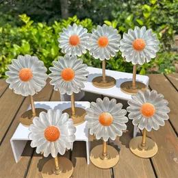 Decorative Figurines White Selenite Quartz Natural Sunflower Carvings Embed Colorful Crystal Stones Flower Ornament Craft Decoration For