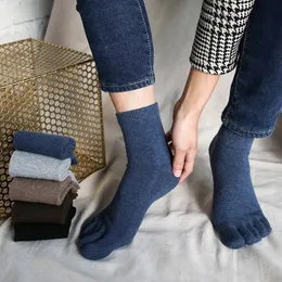 3 Paar Wollsocken mit Zehen Herren Herbst Winter verdicken Wolle Thermo 5 Finger Mann einfarbig warme Zehen Lässiges Geschenk 240112