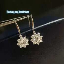Luxury Dangle örhängen Full Crystal Brand Designer Sun Flower Top S925 Sterling Silver Drop Earrings For Women Wedding Brides Jewelry Party Gift