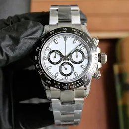 Erkek İzle Otomatik Mekanik 7750 Hareket Temiz Fabrika Siyah Saatleri Çok Fonksiyonlu Zamanlama Paslanmaz Çelik Kayış Safir Su Geçirmez 40mm Montre De Luxe