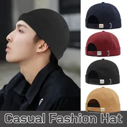 Men Vintage Docker Cap Brimless Hat Beanie Hats Retro Adjustable Literary Landlord Sailor Women Hip Hop 240111