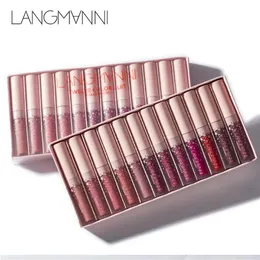 Conjuntos 12 pçs/lote Langmanni Conjunto Batom Matte À Prova D' Água de Longa Duração Veet Batom Tint Vermelho Nu Batom Lip Gloss Maquiagem Maquiagem