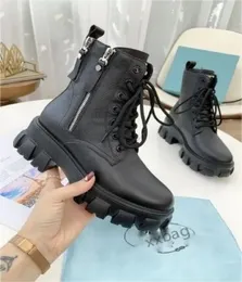 Novo designer Plada botas femininas longas e curtas de couro outono e inverno em bege e preto, tamanhos 35 a 40