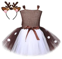 Deer Tutu Dress for Baby Girls Halloween Costumes Kids Girl Reindeer Dresses with Flower Headband Toddler Animal Outfits Clothes 29044787